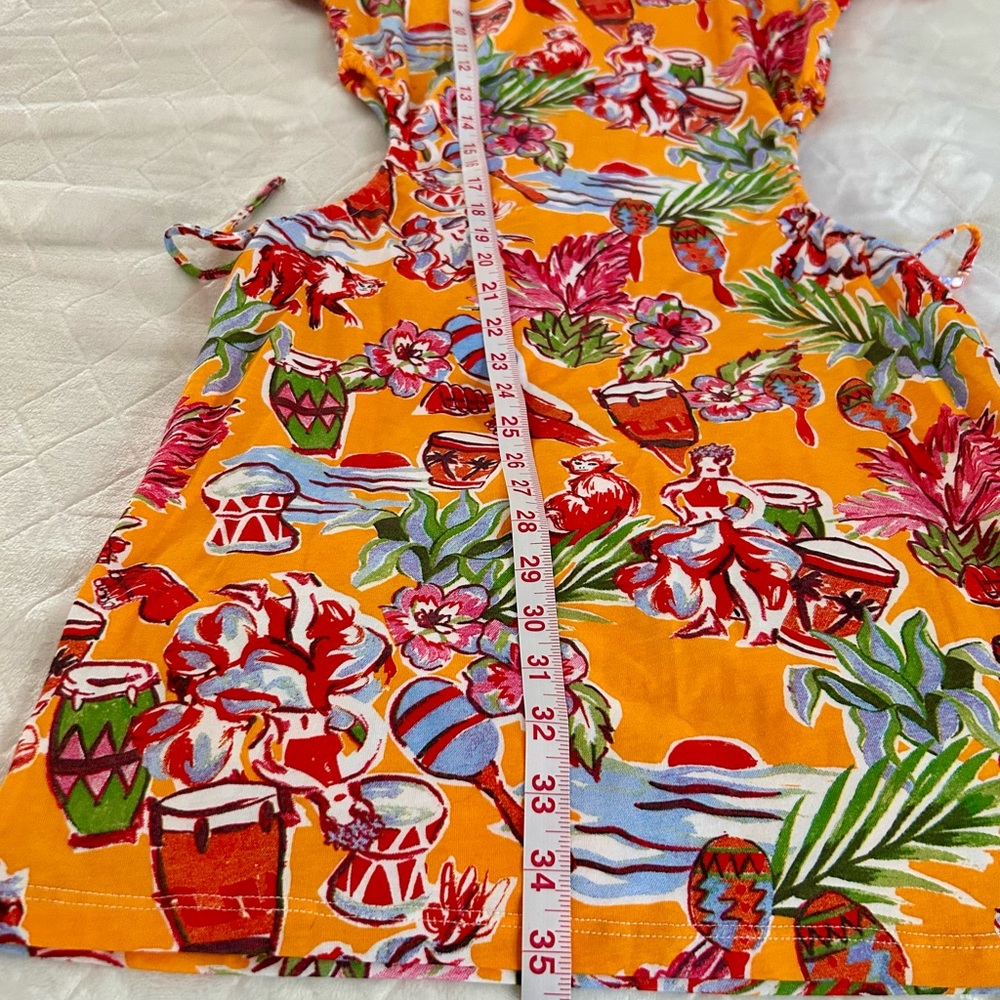 Zara Cut Out Tropical Floral Printed Summer Jersey T-Shirt Mini Dress NWT Small - Picture 8 of 12